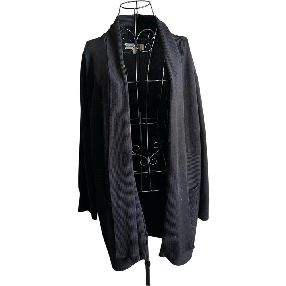 Chelsea & Theodore Black Open Lightweight Cardigan Sweater